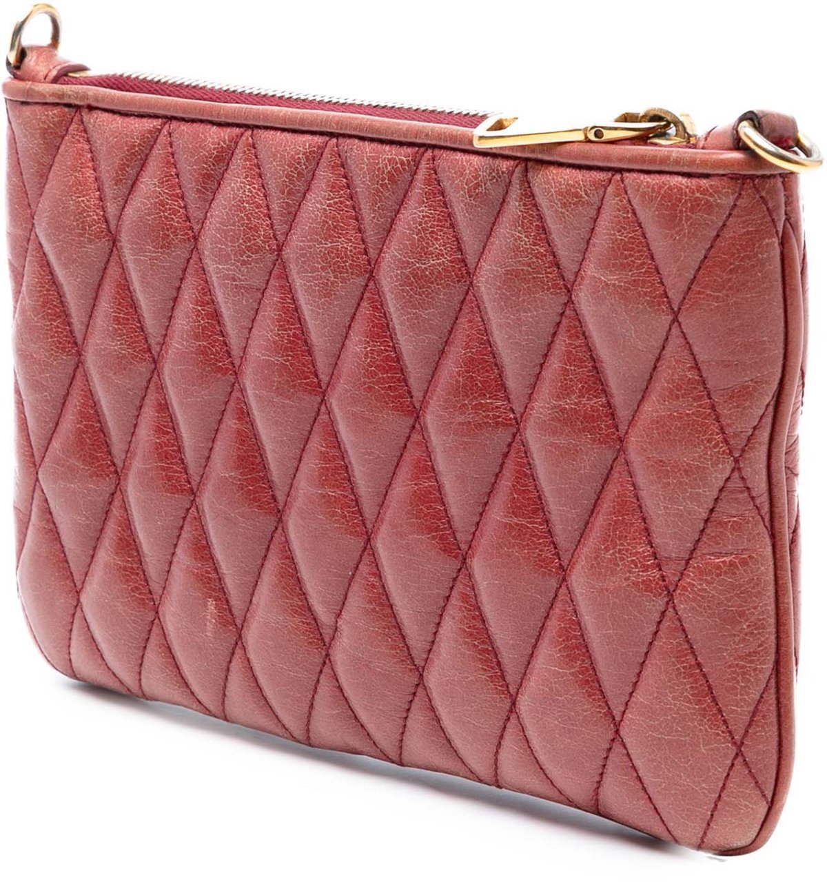 Miu Miu Matelasse Lambskin Crossbody Rood