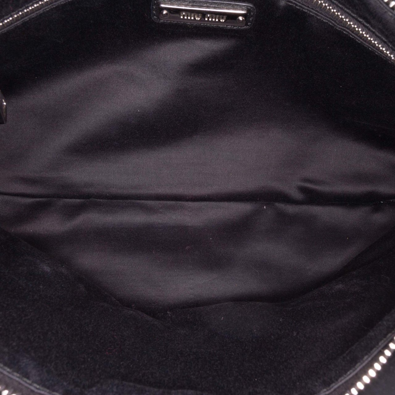 Miu Miu Nappa Crystal Fringe Crossbody Zwart
