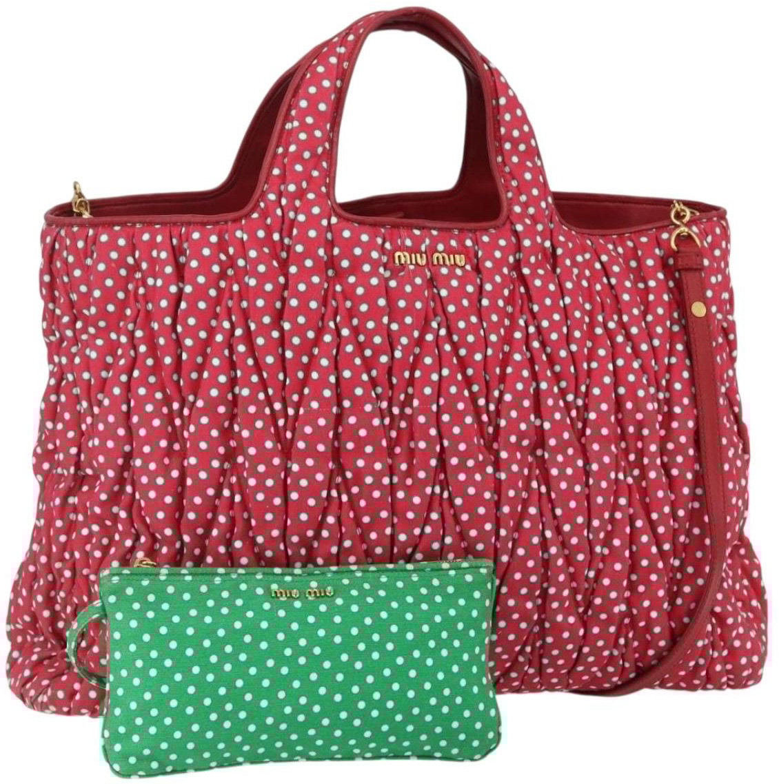 Miu Miu Miu Miu Shopper Tote Matelasse canvas Rood