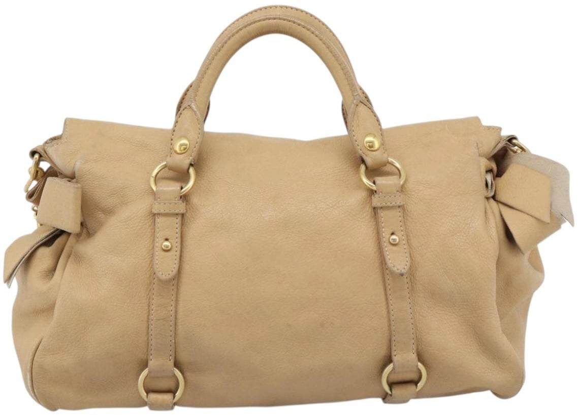 Miu Miu Convertible Satchel Leather Small Beige