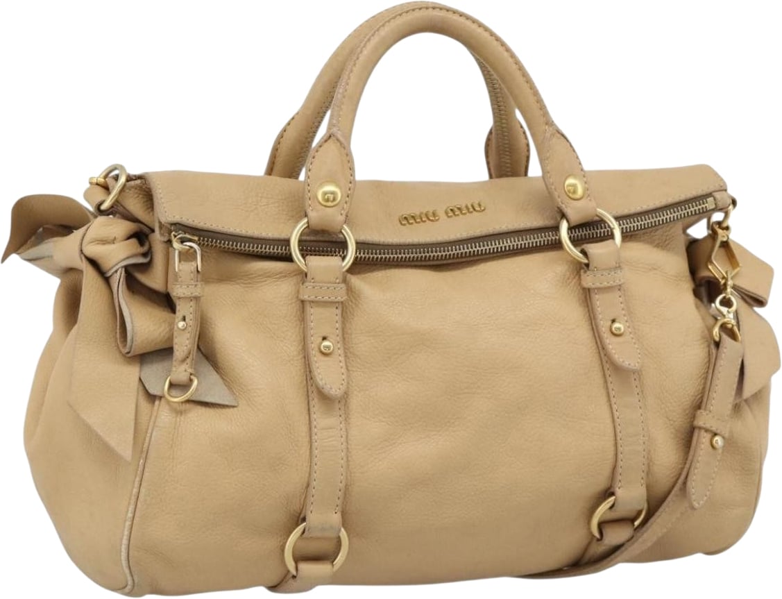 Miu Miu Convertible Satchel Leather Small Beige