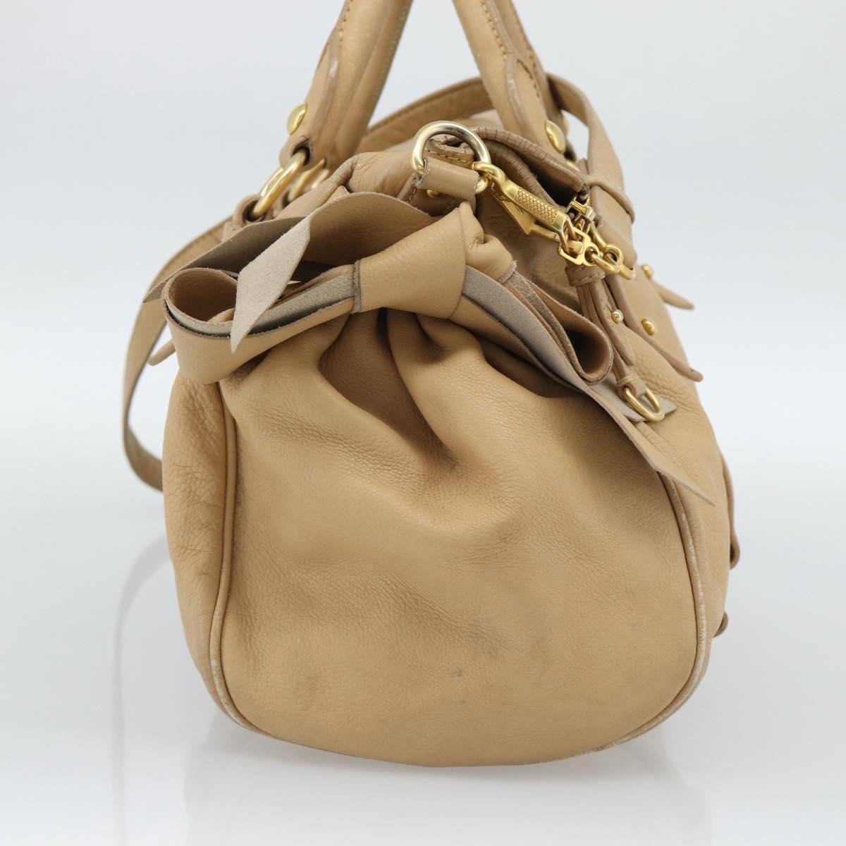 Miu Miu Convertible Satchel Leather Small Beige