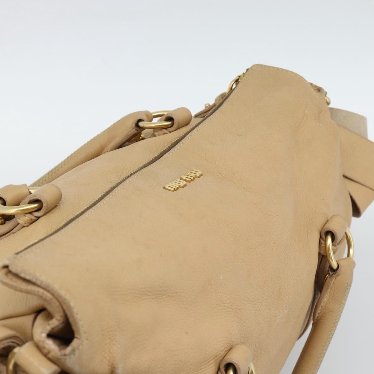 Miu Miu Convertible Satchel Leather Small Beige