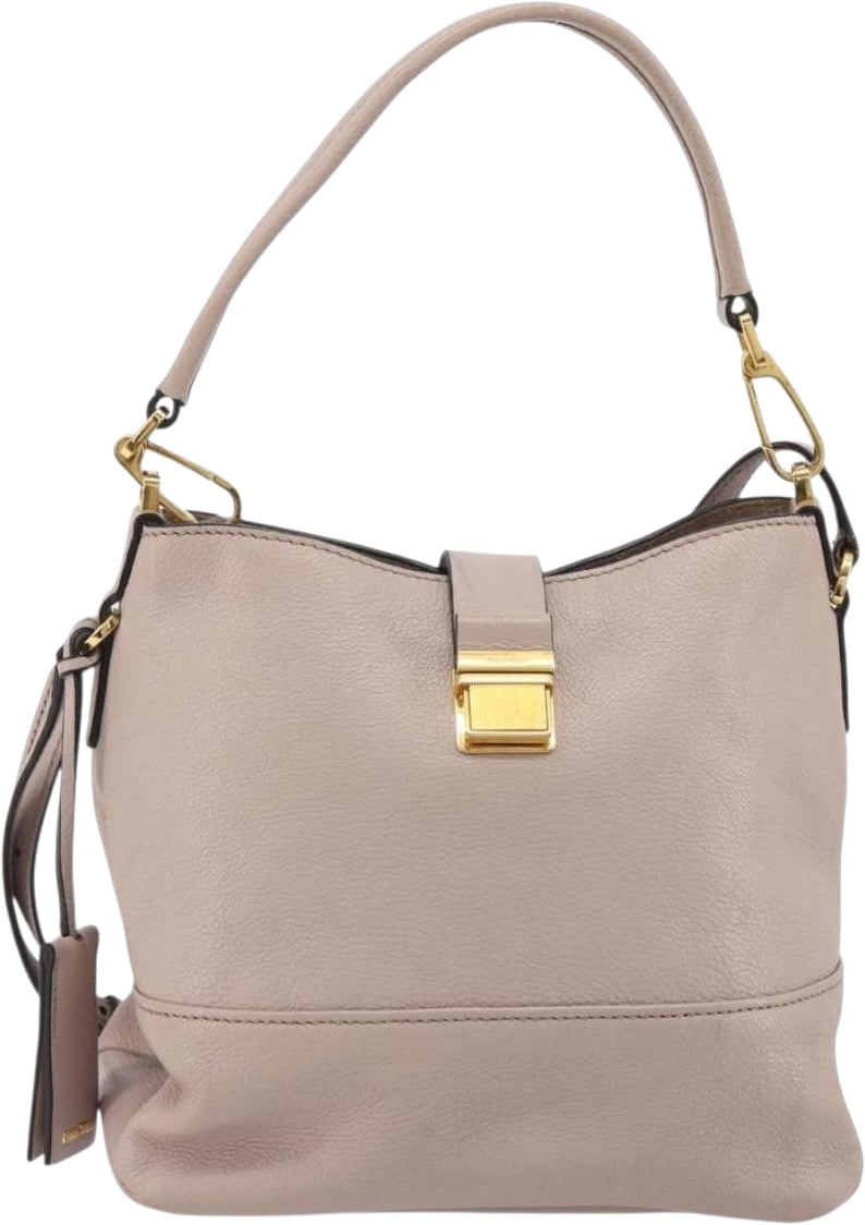 Miu Miu Madras Convertible Hobo Leather Small Roze