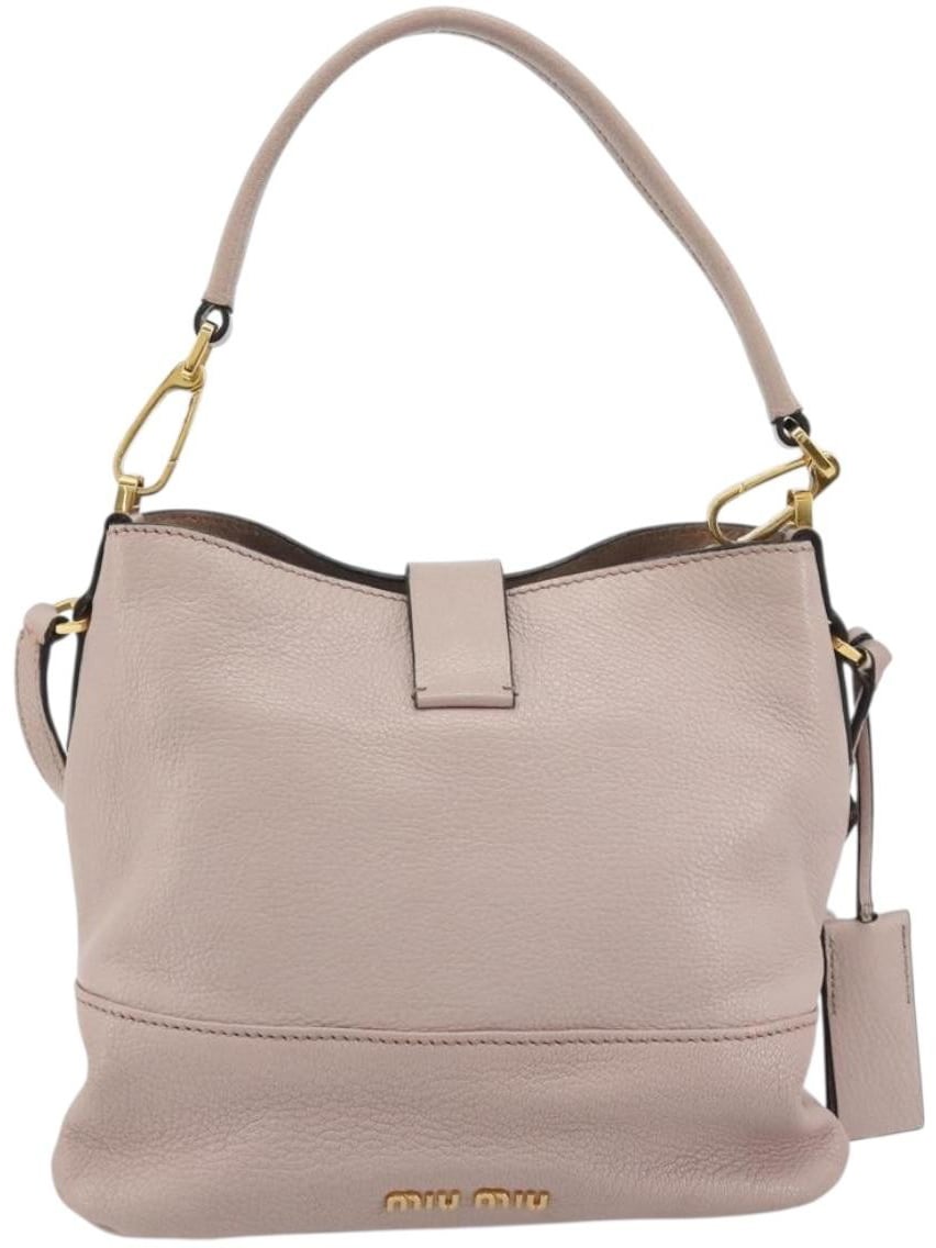Miu Miu Madras Convertible Hobo Leather Small Roze