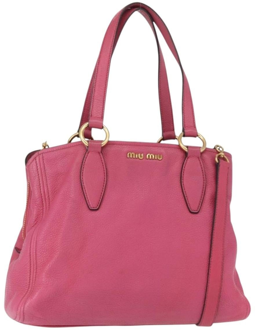 Miu Miu Miu Miu Phenix Convertible Tote Leather Medium Roze