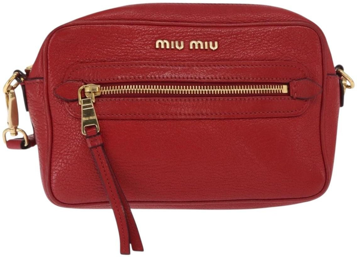 Miu Miu Miu Miu Madras Zip Pocket Crossbody Leather Rood
