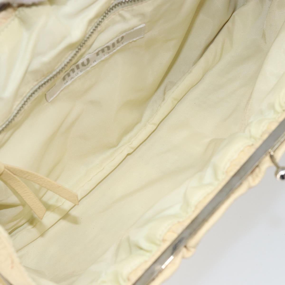 Miu Miu Miu Miu Kisslock Frame Top Handle Bag Leather Beige