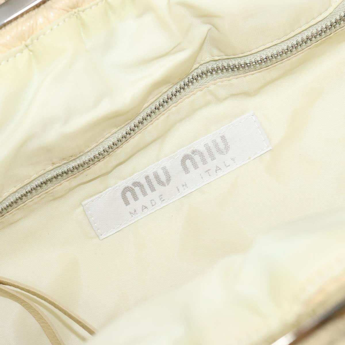 Miu Miu Miu Miu Kisslock Frame Top Handle Bag Leather Beige
