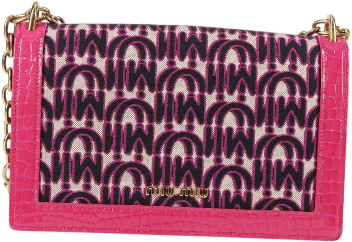 Miu Miu Miu Miu Chain Shoulder Bag Canvas Roze