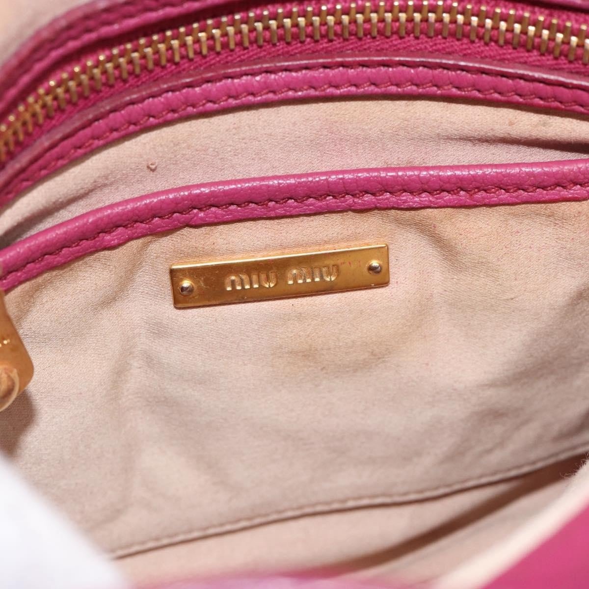 Miu Miu Madras Convertible Lock Tote Leather Medium Roze