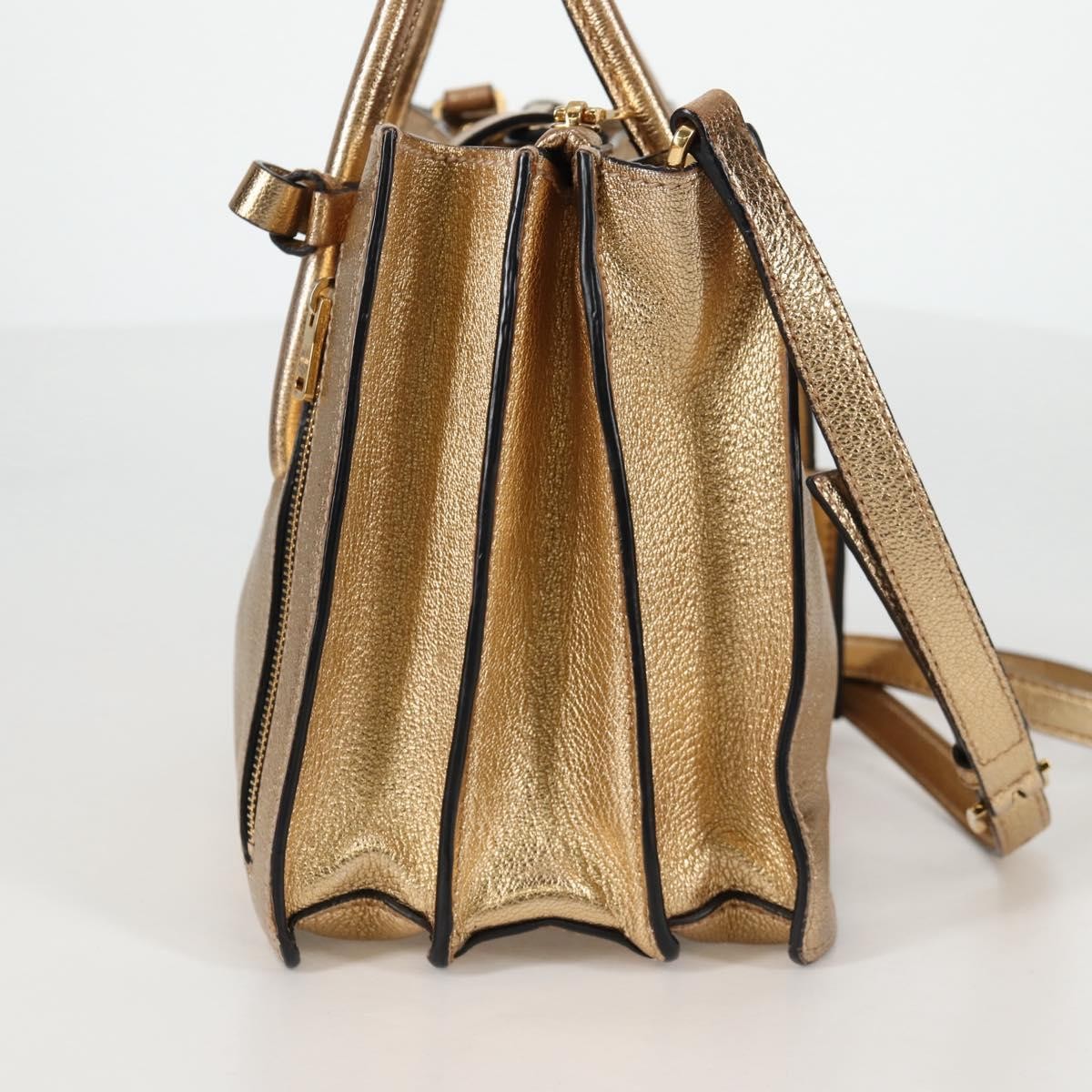 Miu Miu Miu Miu Madras Convertible Compartment Tote Leather Medium Goud