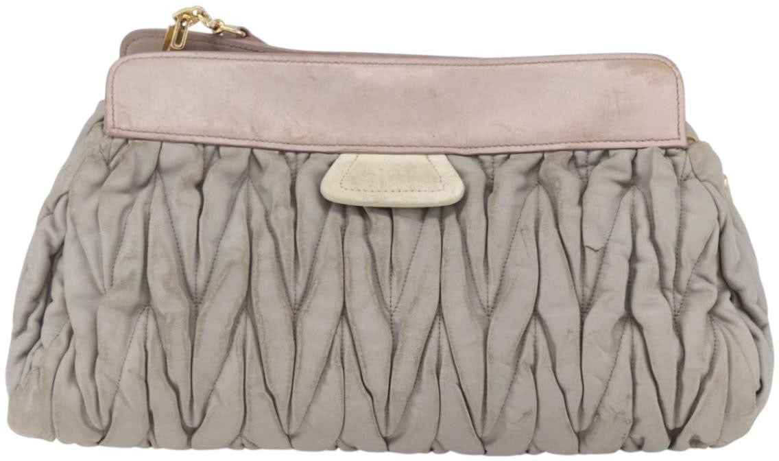 Miu Miu Miu Miu Shoulder Bag Matelasse Leather Grijs