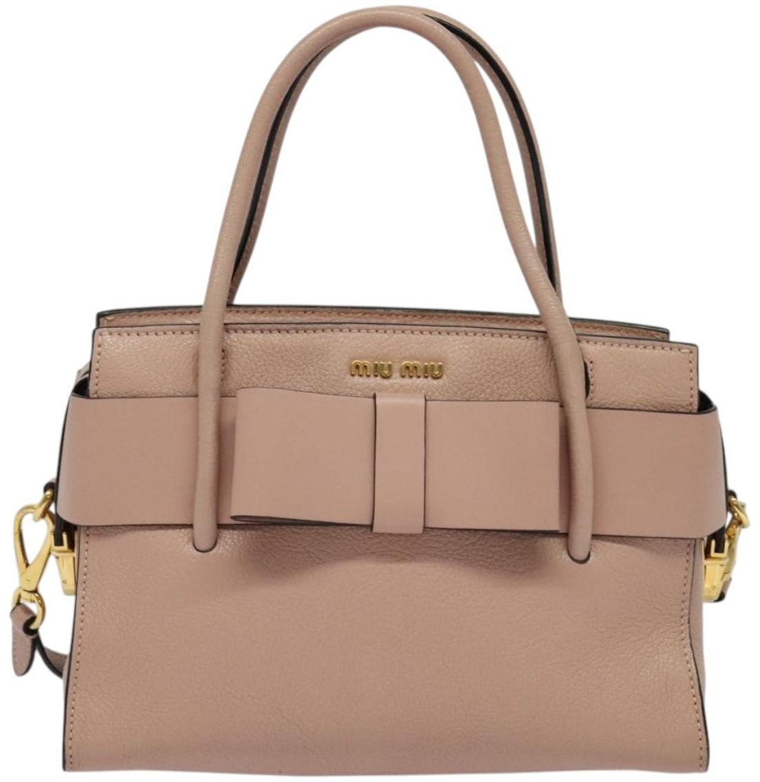 Miu Miu Miu Miu Madras Fiocco Bow Tote Leather Small Roze