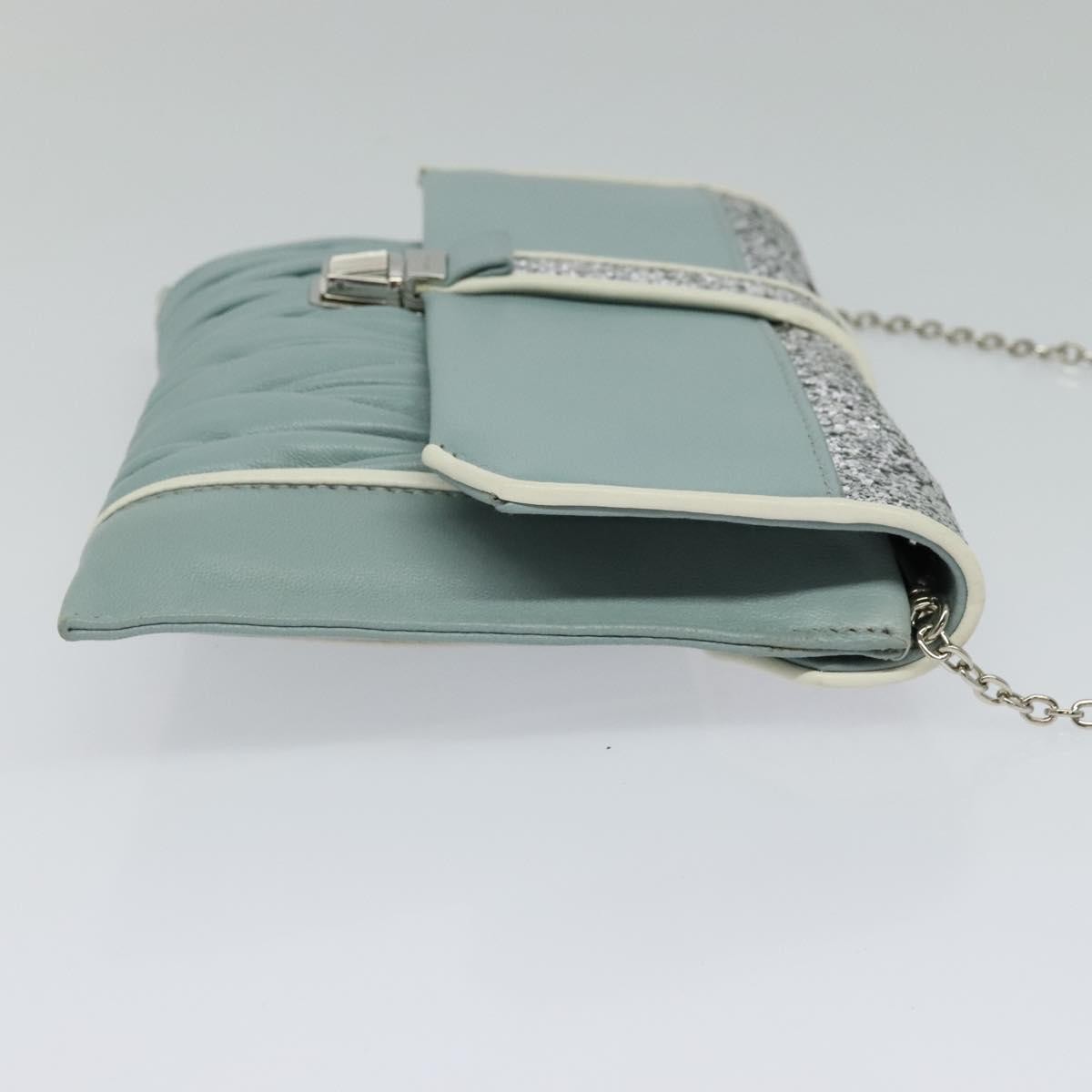 Miu Miu Miu Miu Madras Chain Clutch Matelasse Leather with Glitter Blauw