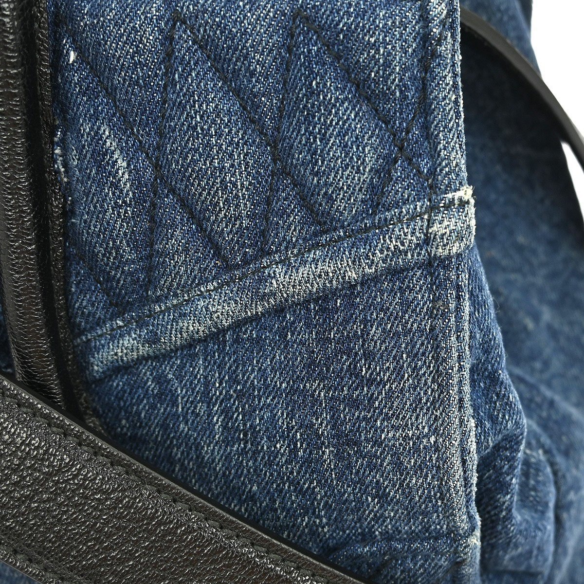 Miu Miu Miu Miu Biker Convertible Tote Denim with Leather Blauw