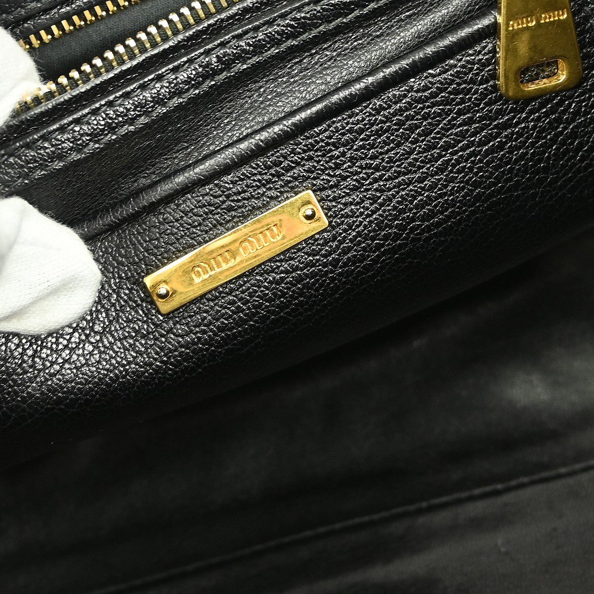 Miu Miu Miu Miu Biker Convertible Tote Denim with Leather Blauw