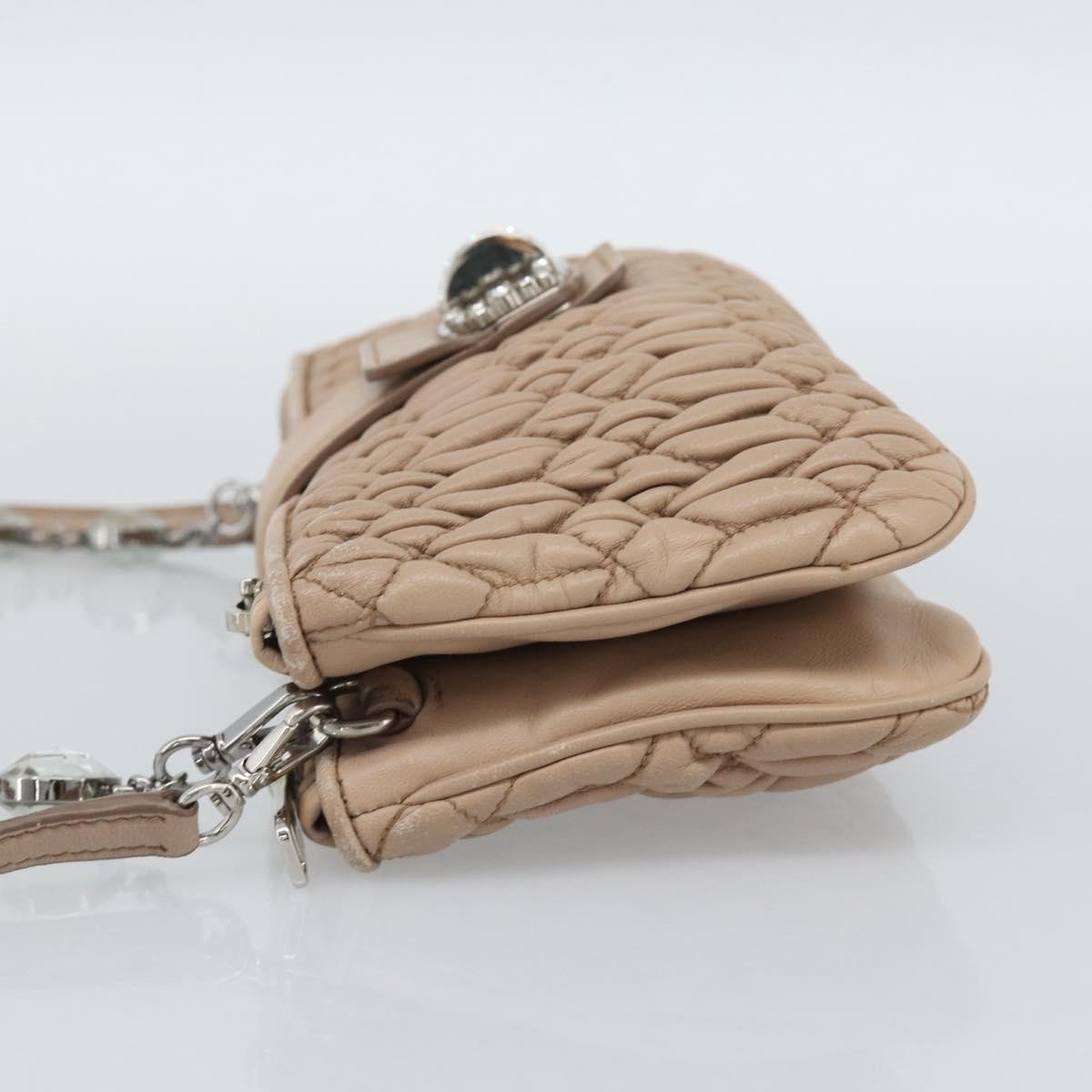 Miu Miu Crystal Convertible Chain Matelasse Leather Mini Roze