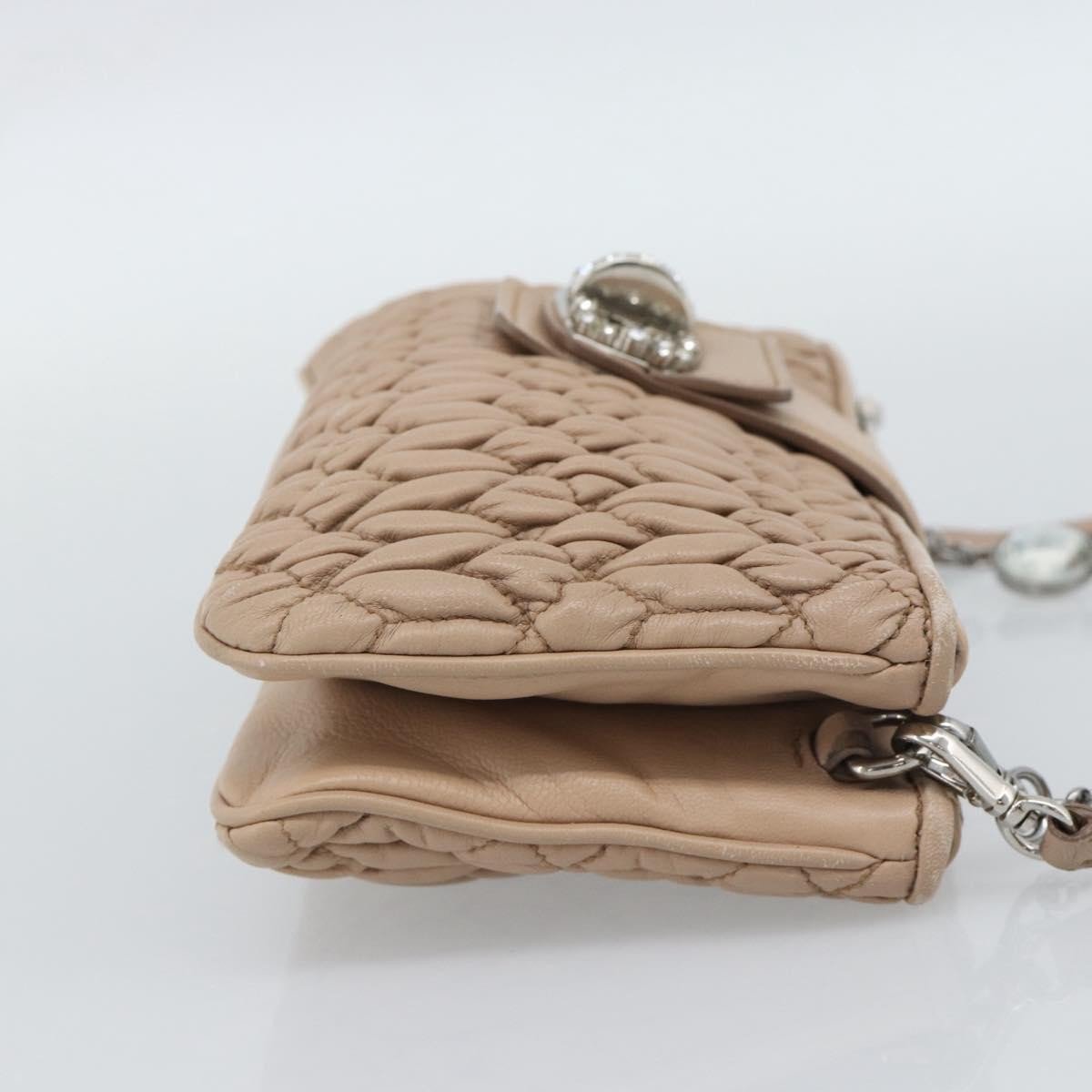 Miu Miu Crystal Convertible Chain Matelasse Leather Mini Roze