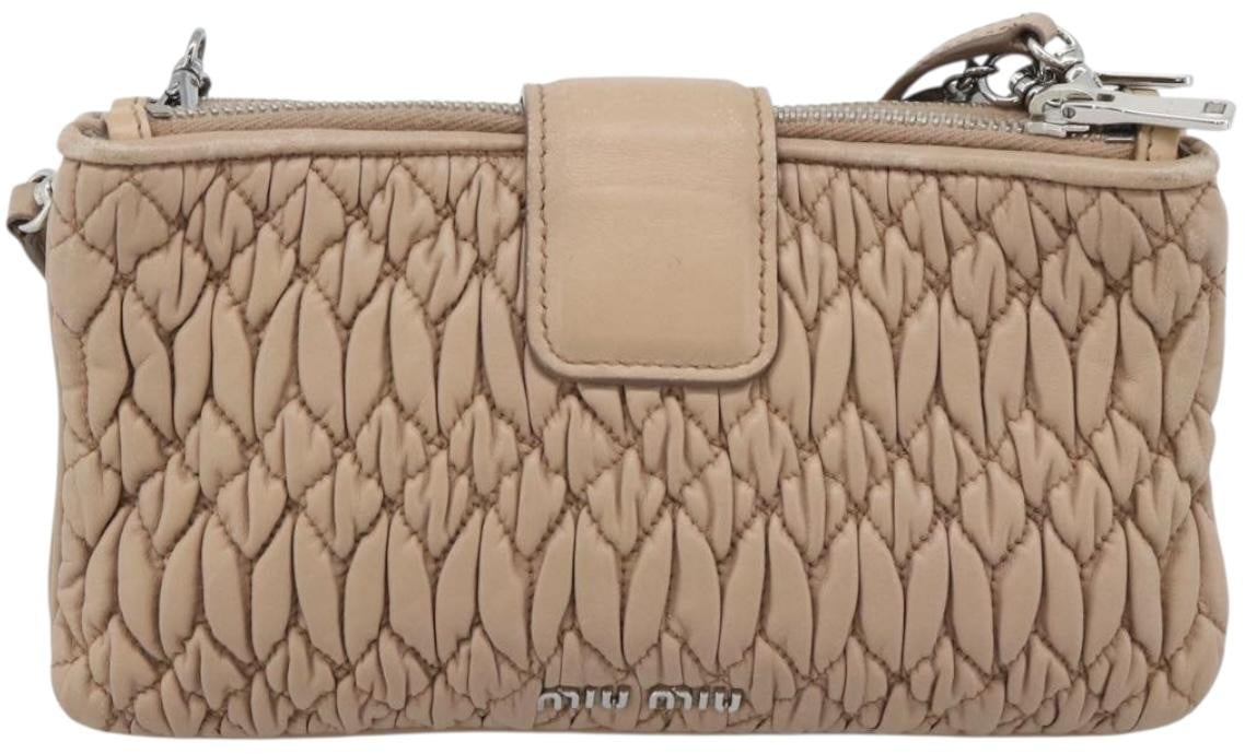 Miu Miu Crystal Convertible Chain Matelasse Leather Mini Roze