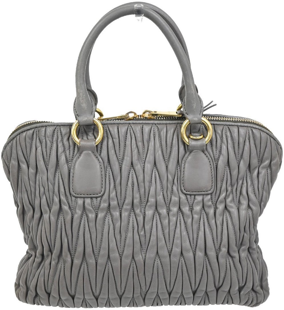 Miu Miu Miu Miu Madras Bowler Bag Matelasse Leather Medium Paars