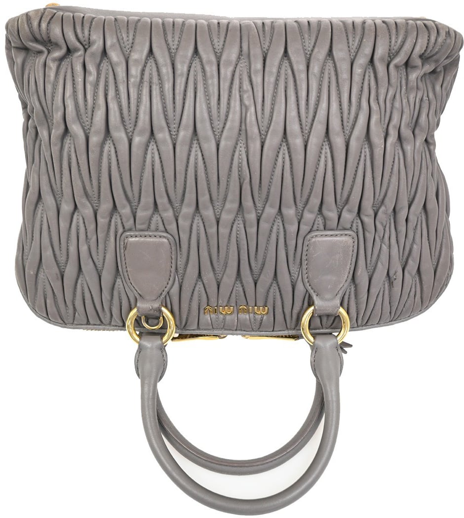 Miu Miu Miu Miu Madras Bowler Bag Matelasse Leather Medium Paars