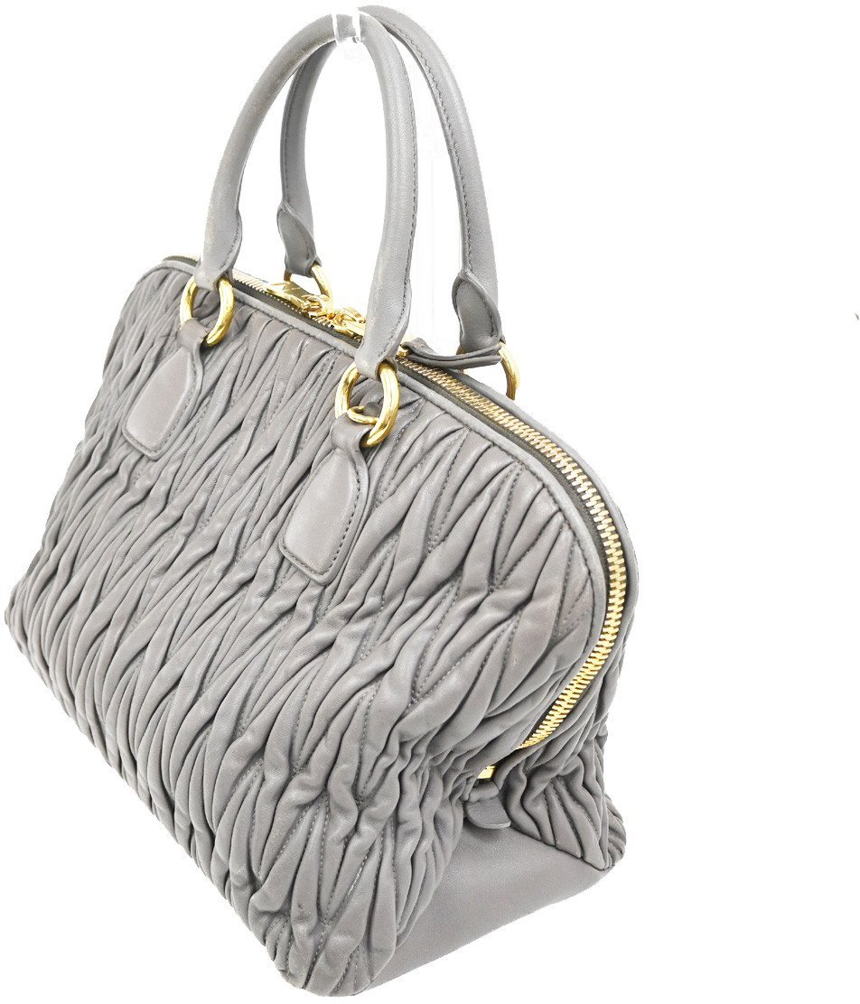 Miu Miu Miu Miu Madras Bowler Bag Matelasse Leather Medium Paars