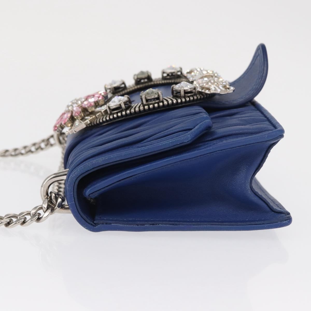 Miu Miu Miu Miu Madras Crystal Buckle Shoulder Bag Matelasse Leather Small Blauw