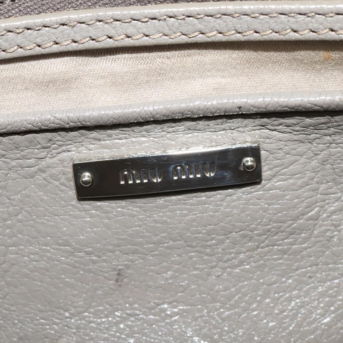 Miu Miu Miu Miu Madras Bowler Bag Leather Medium Grijs