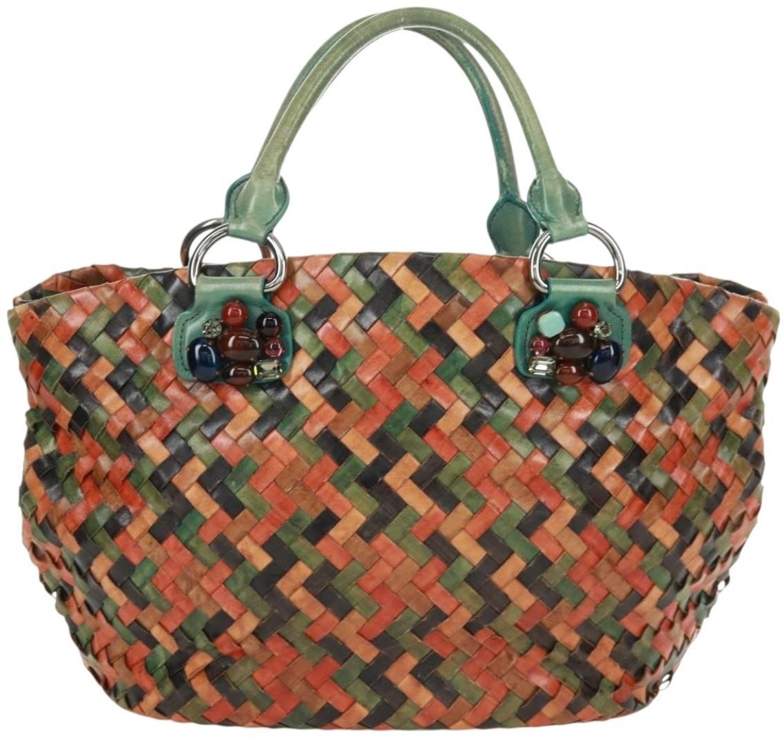 Miu Miu Miu Miu Chain Handle Bag Pleated Leather Divers