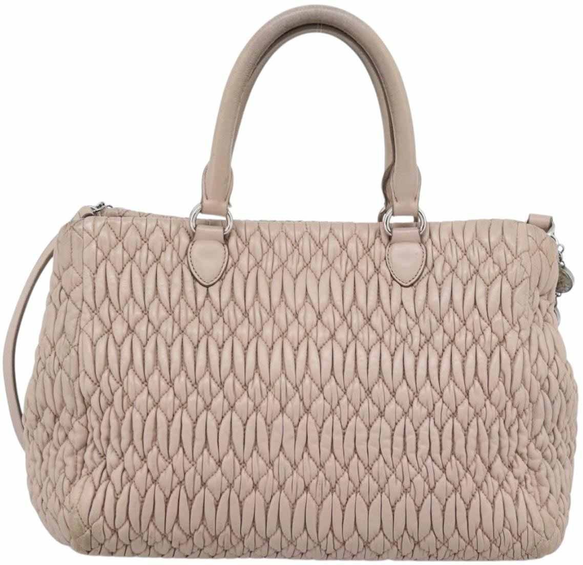 Miu Miu Crystal Tote Matelasse Leather Medium Roze