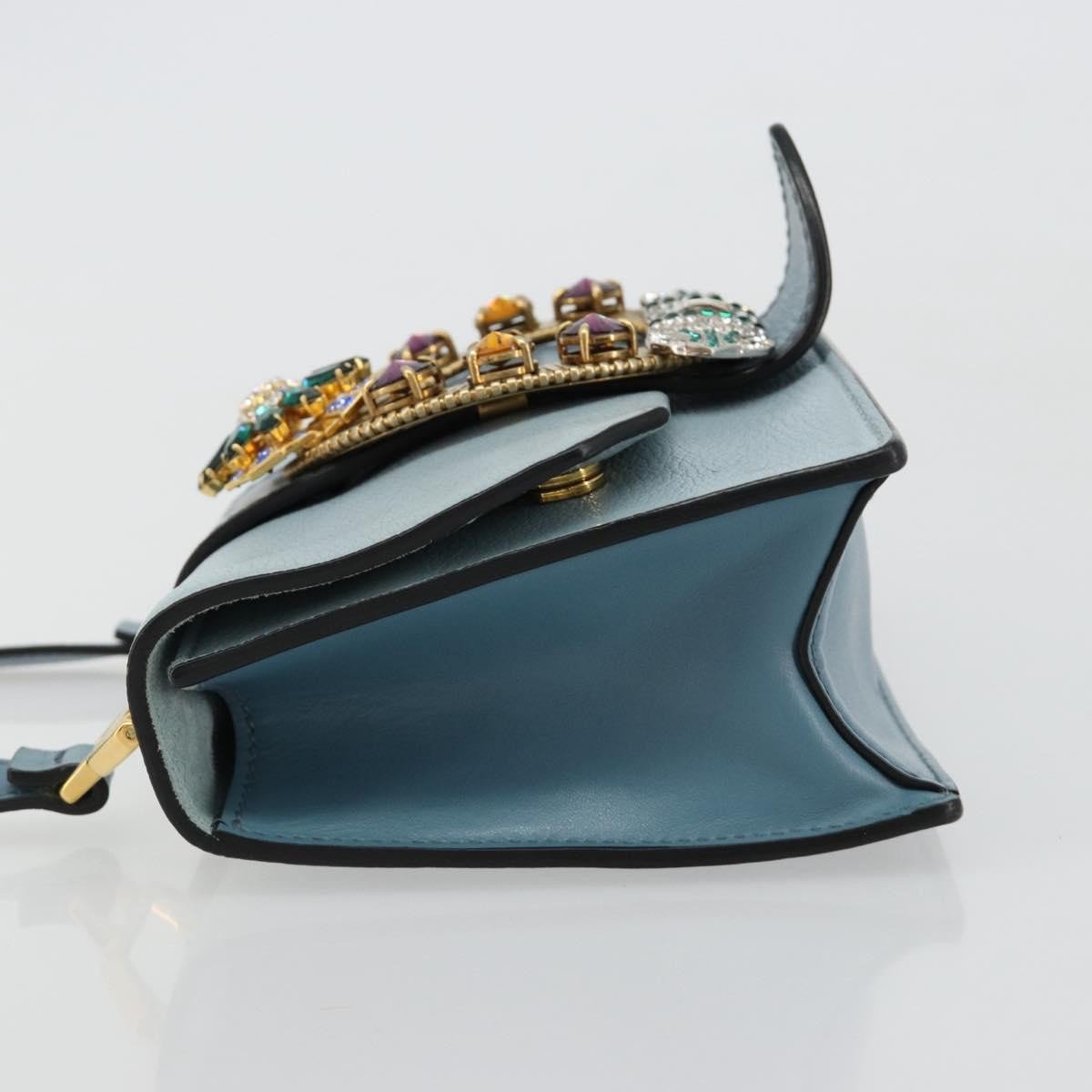 Miu Miu Madras Crystal Buckle Leather Small Blauw