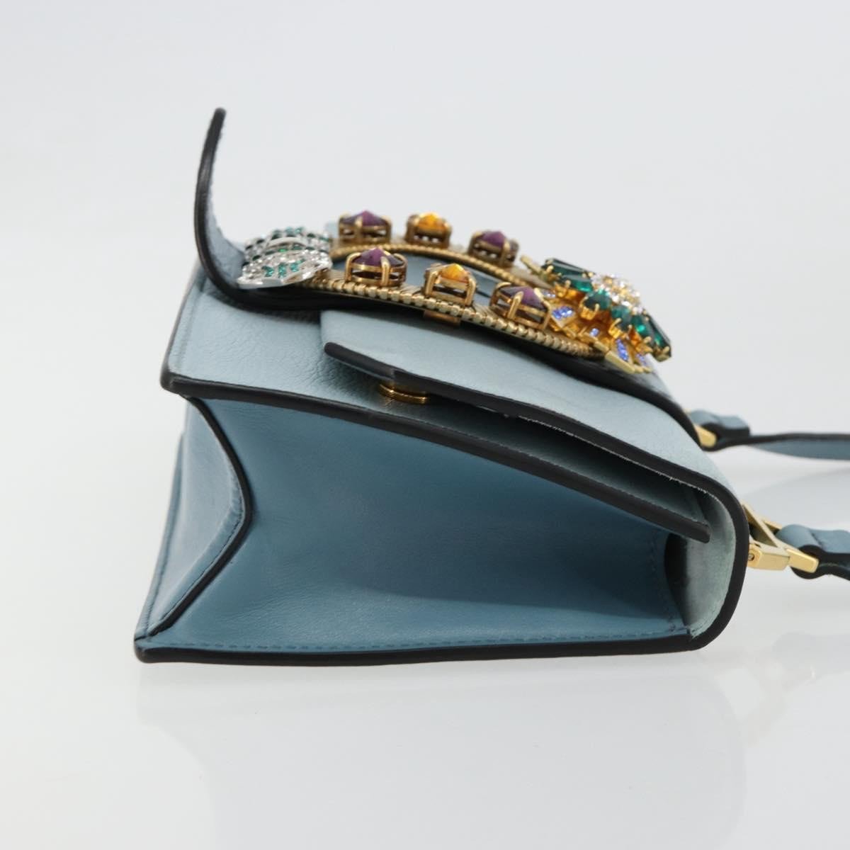 Miu Miu Madras Crystal Buckle Leather Small Blauw