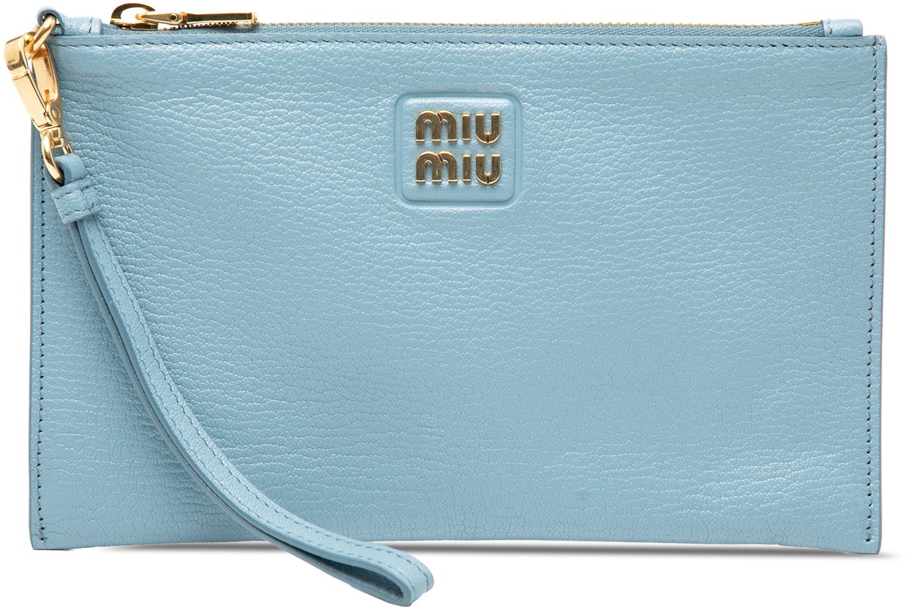 Miu Miu Goatskin Madras Clutch Blauw
