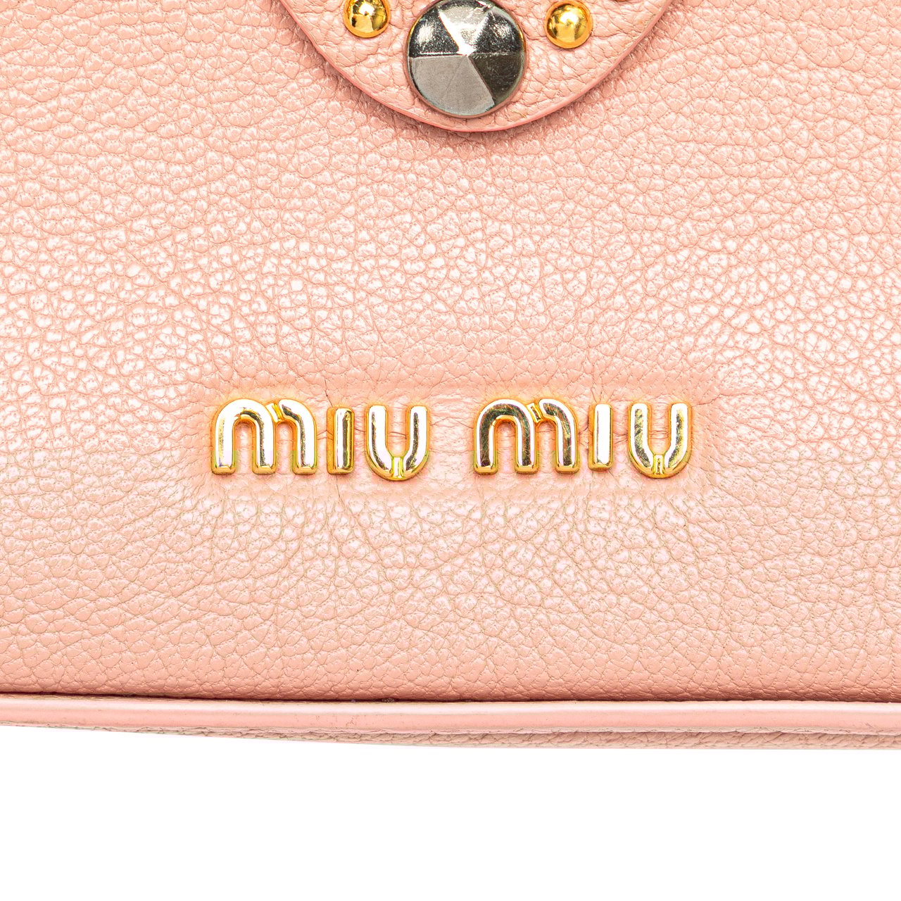 Miu Miu Goatskin Madras Crystal Studded Clutch Roze
