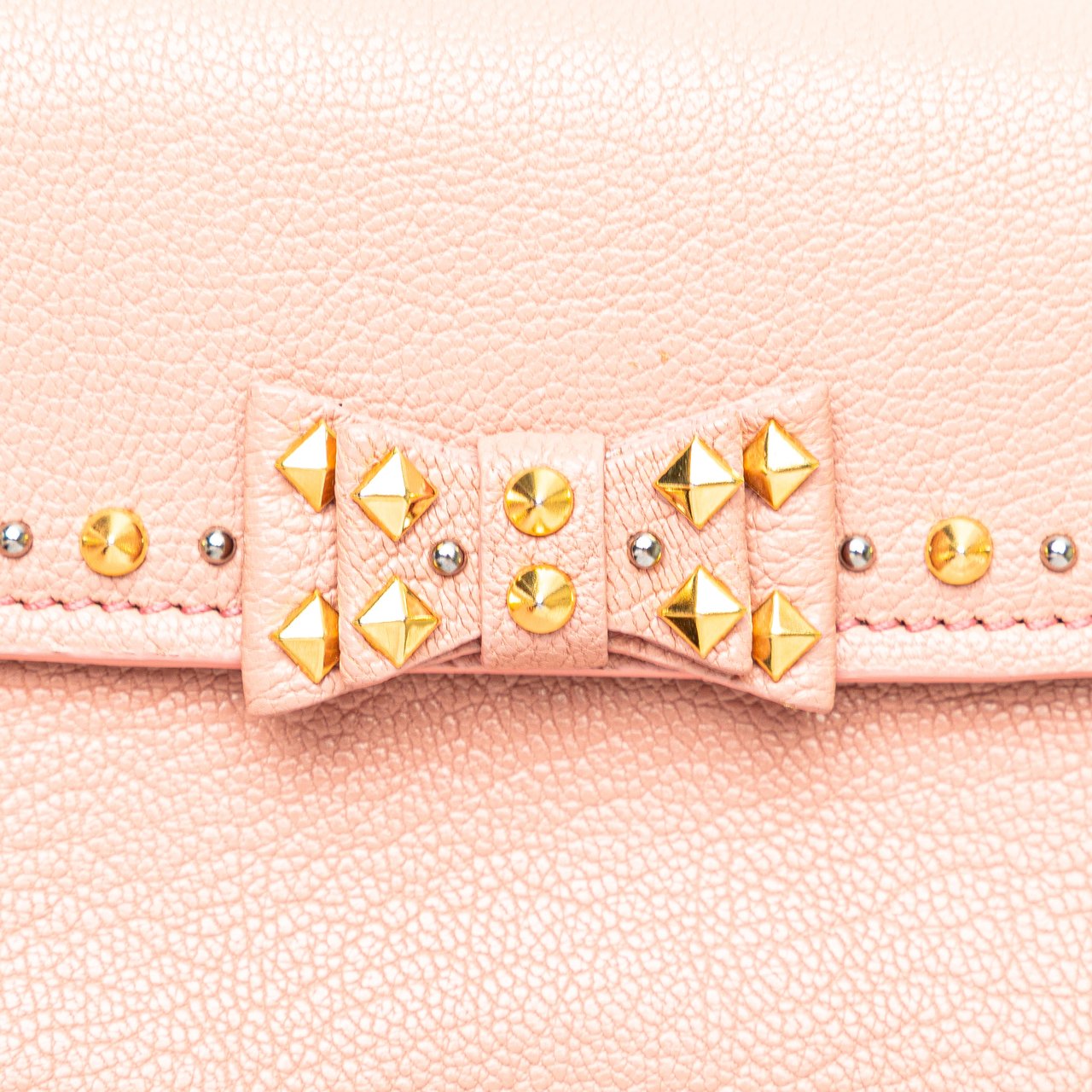 Miu Miu Goatskin Madras Crystal Studded Clutch Roze