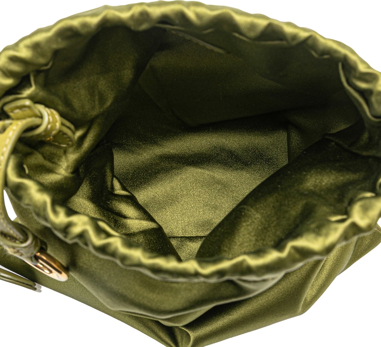 Miu Miu Satin Duchesse Drawstring Pouch Groen
