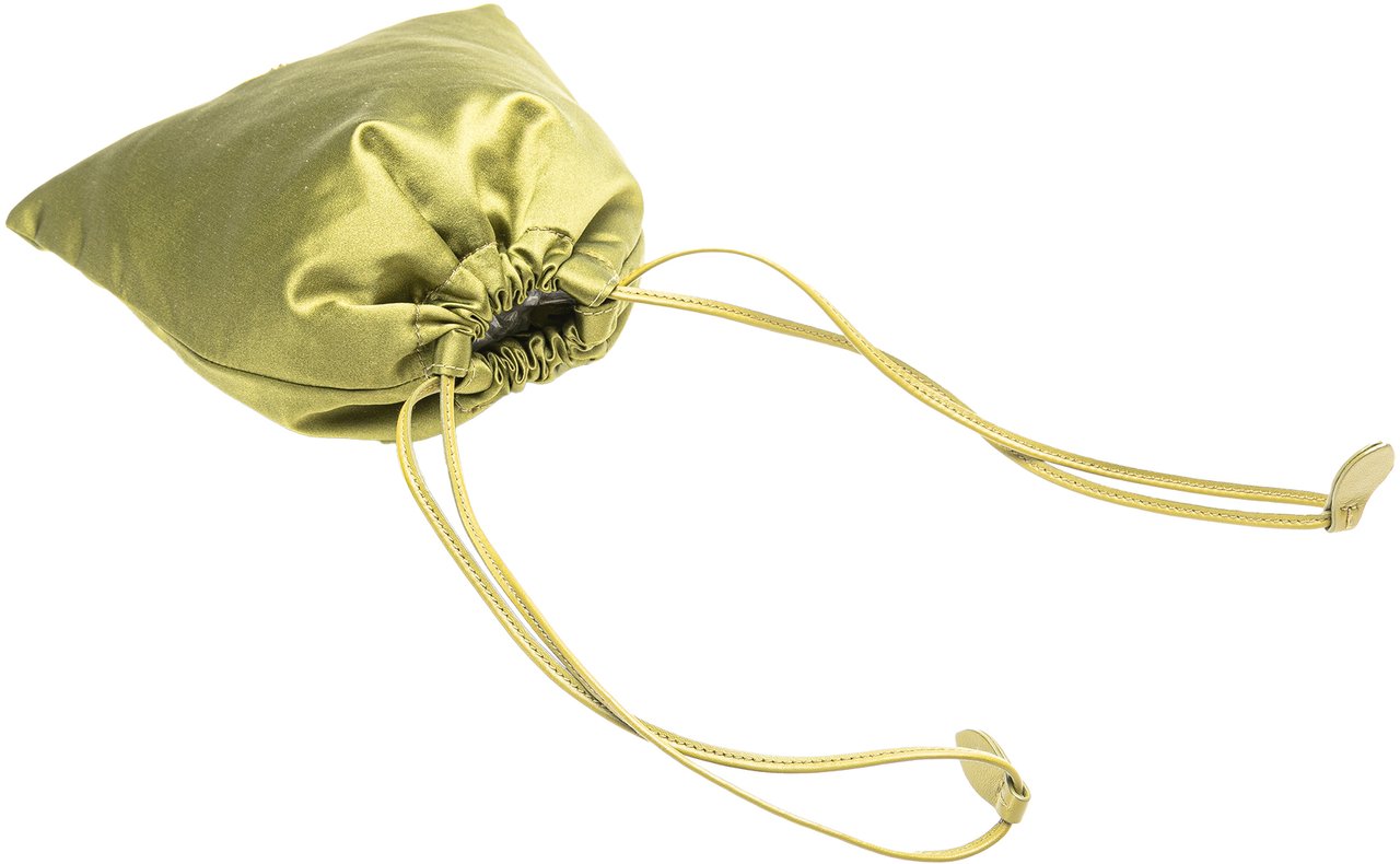 Miu Miu Satin Duchesse Drawstring Pouch Groen