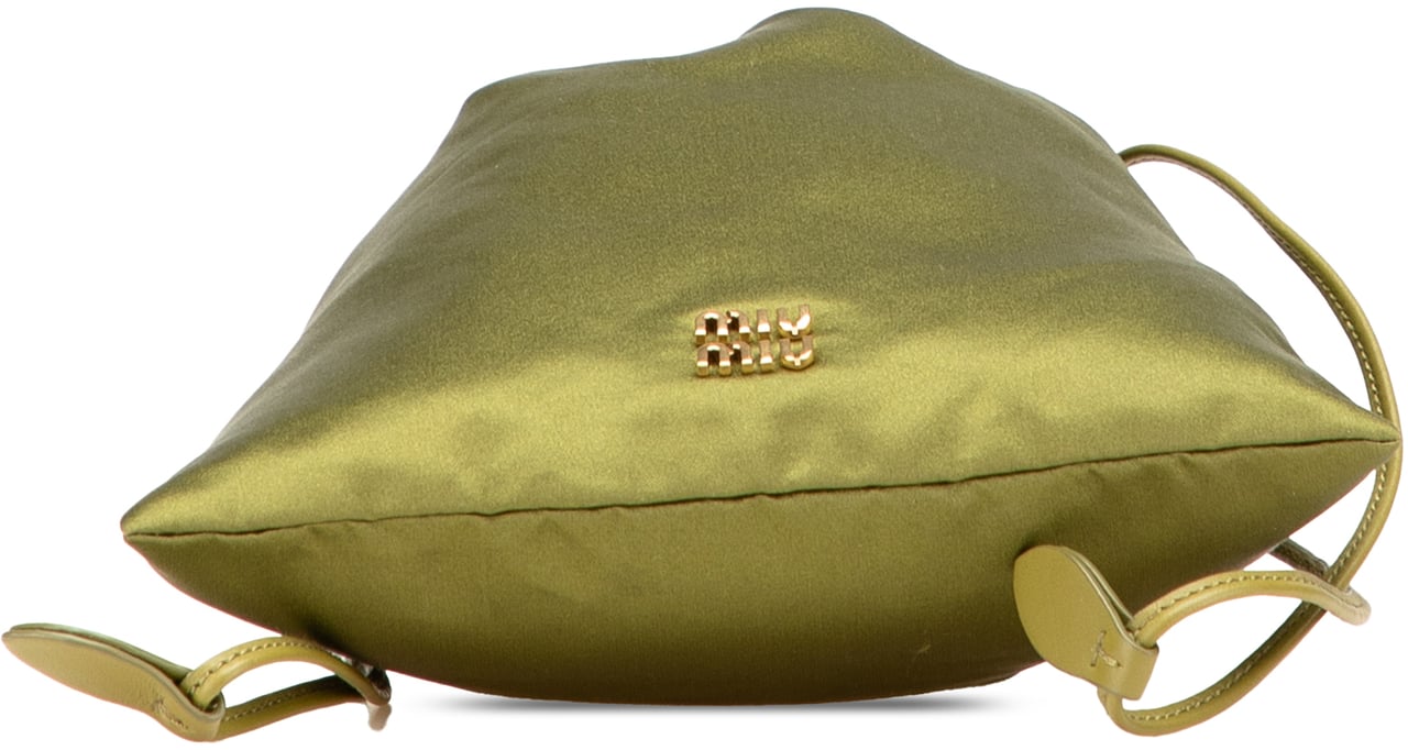 Miu Miu Satin Duchesse Drawstring Pouch Groen
