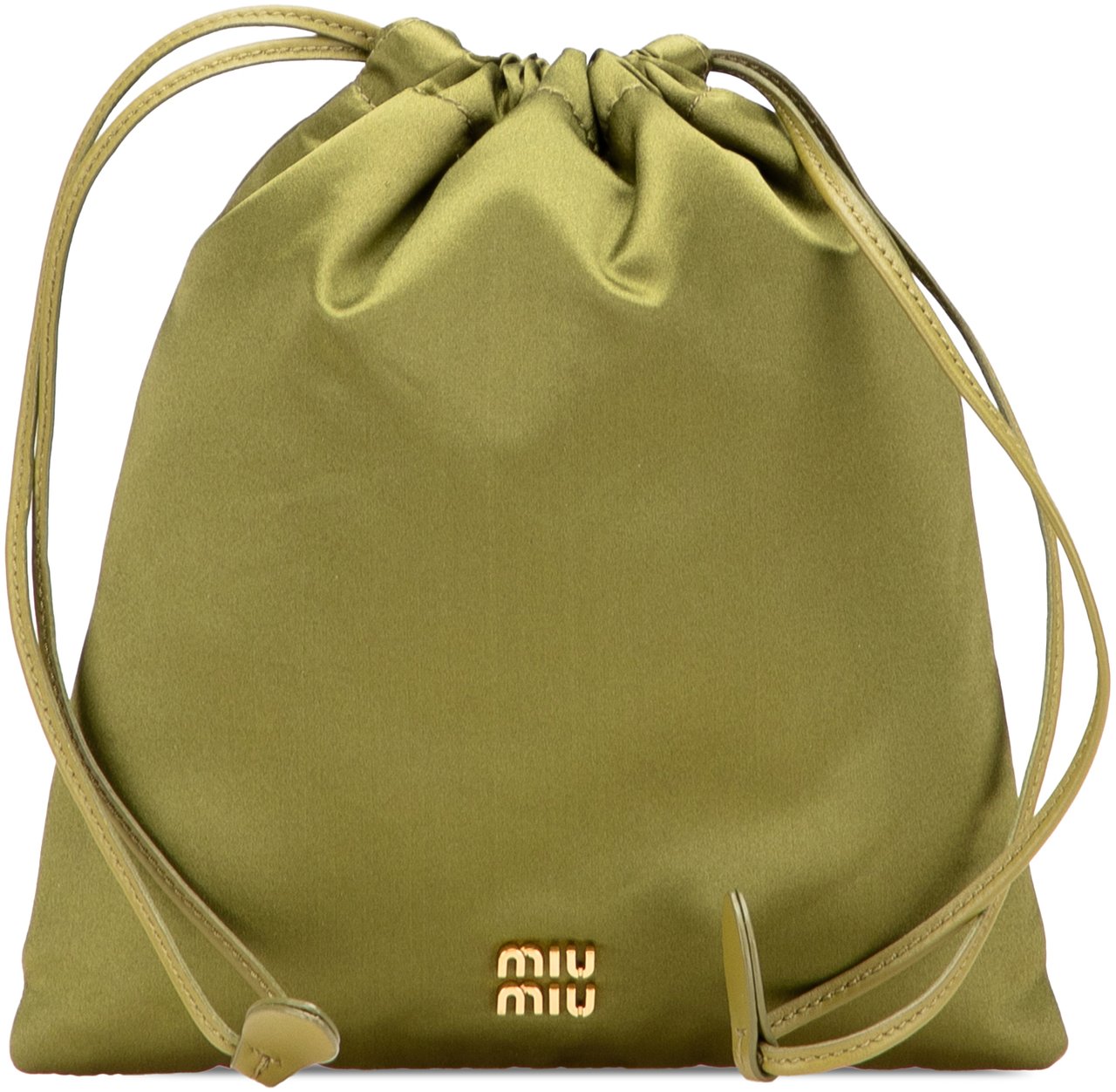 Miu Miu Satin Duchesse Drawstring Pouch Groen