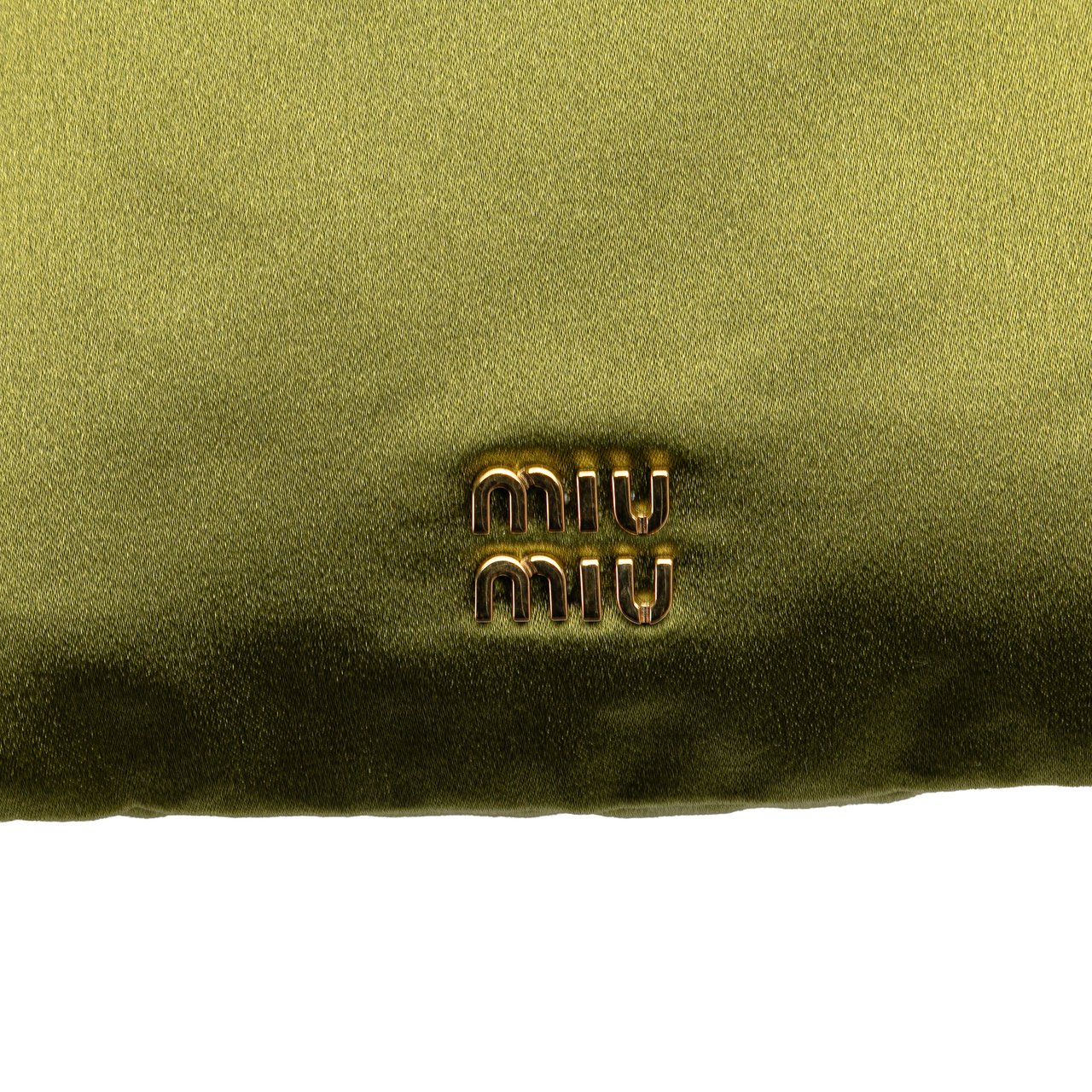 Miu Miu Satin Duchesse Drawstring Pouch Groen