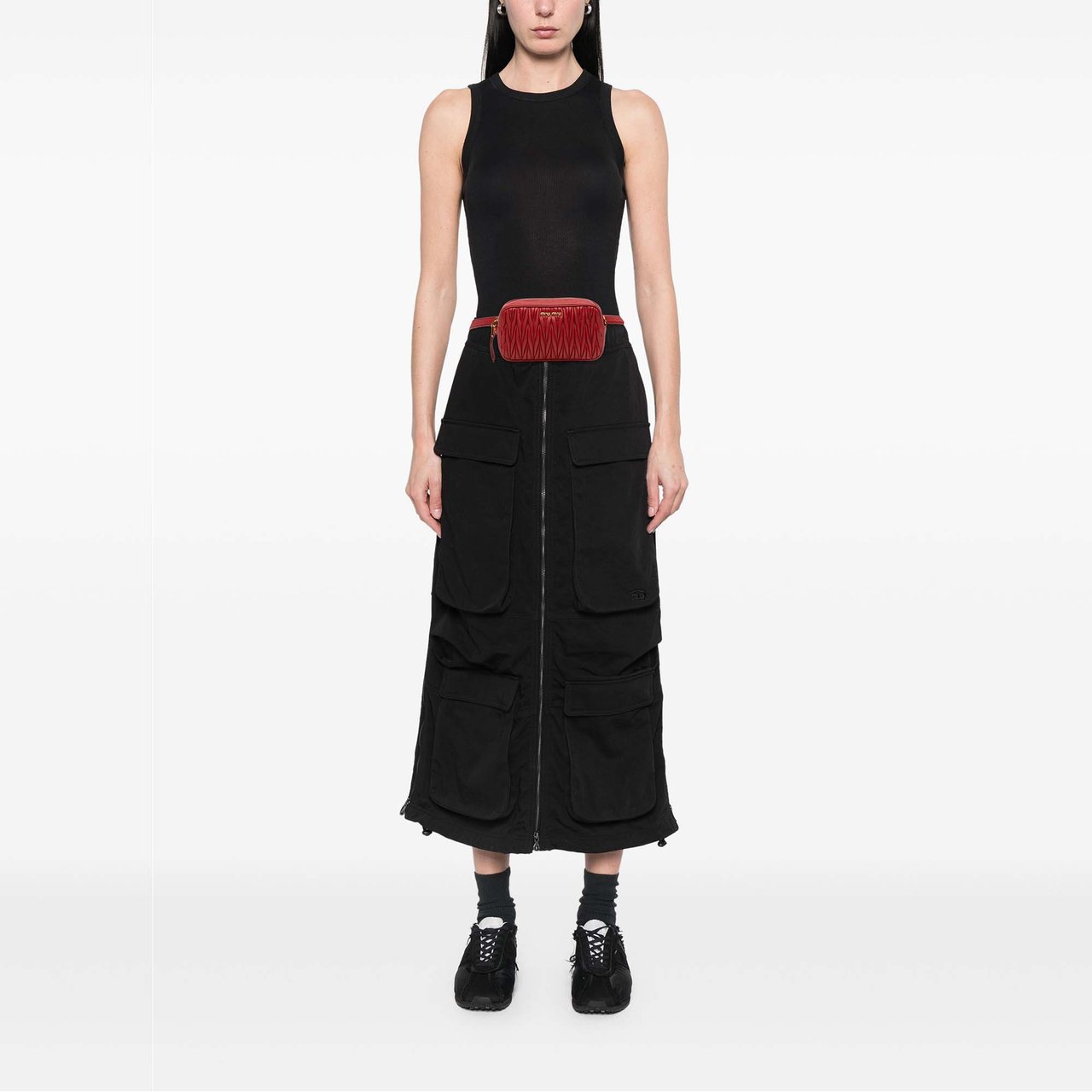 Miu Miu Matelasse Leather Belt Bag Rood