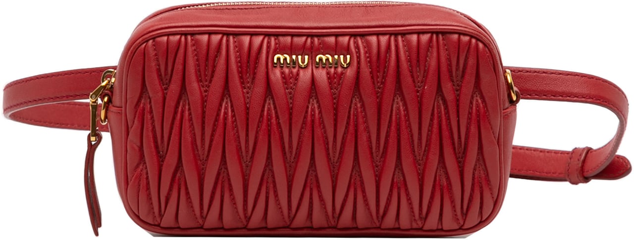 Miu Miu Matelasse Leather Belt Bag Rood