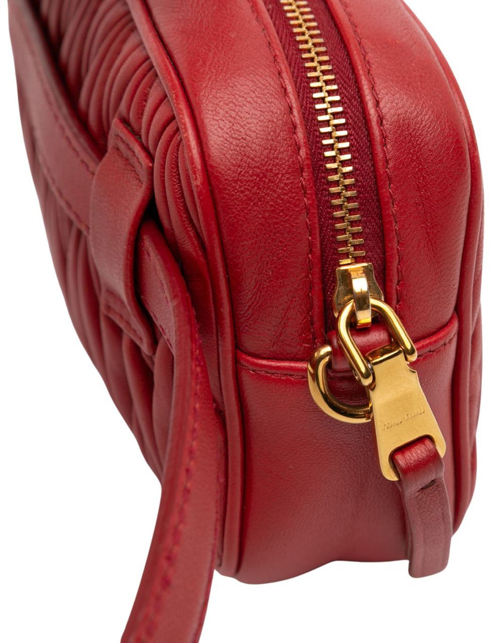Miu Miu Matelasse Leather Belt Bag Rood