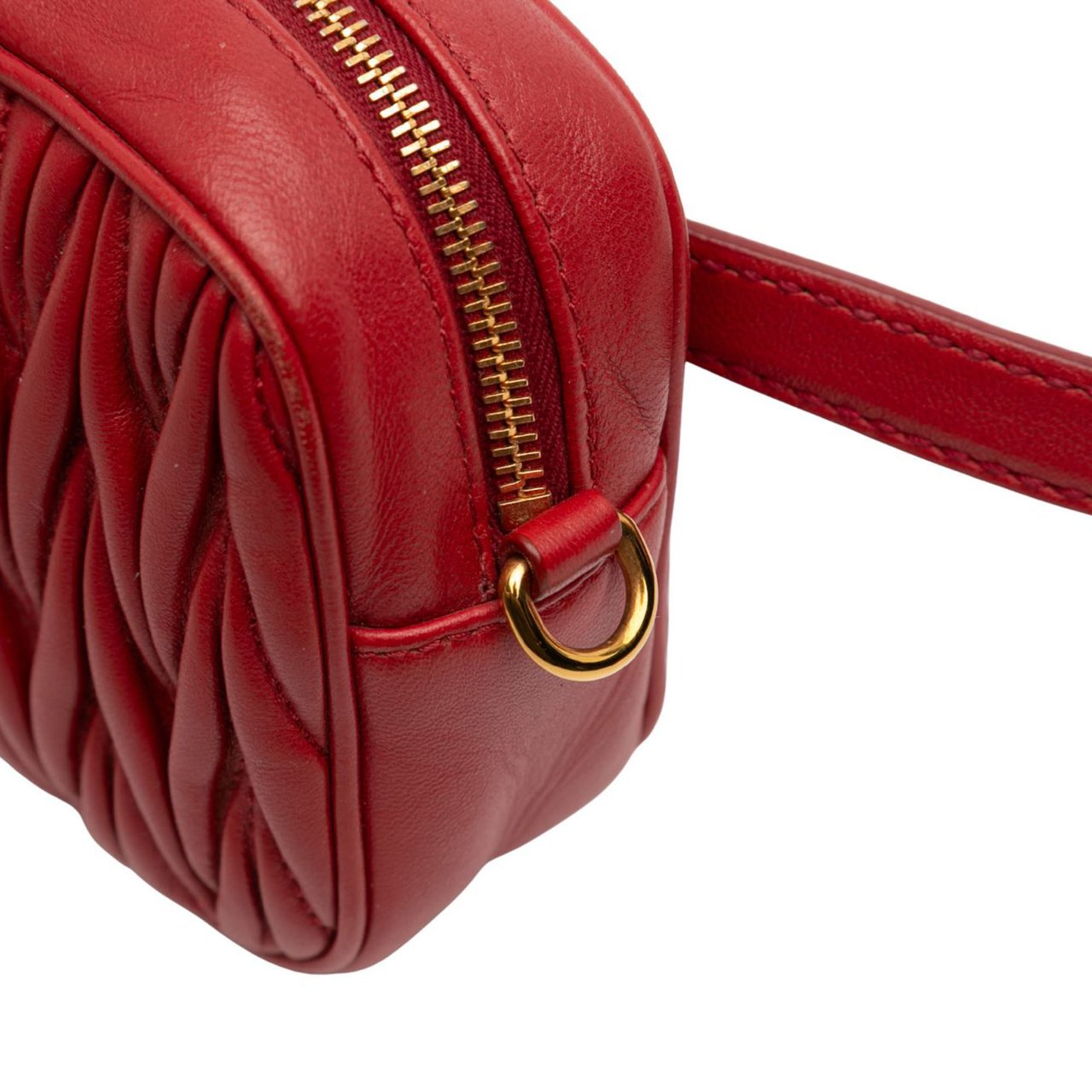 Miu Miu Matelasse Leather Belt Bag Rood