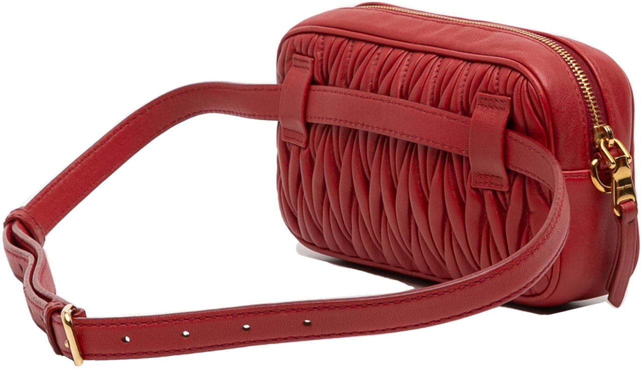 Miu Miu Matelasse Leather Belt Bag Rood