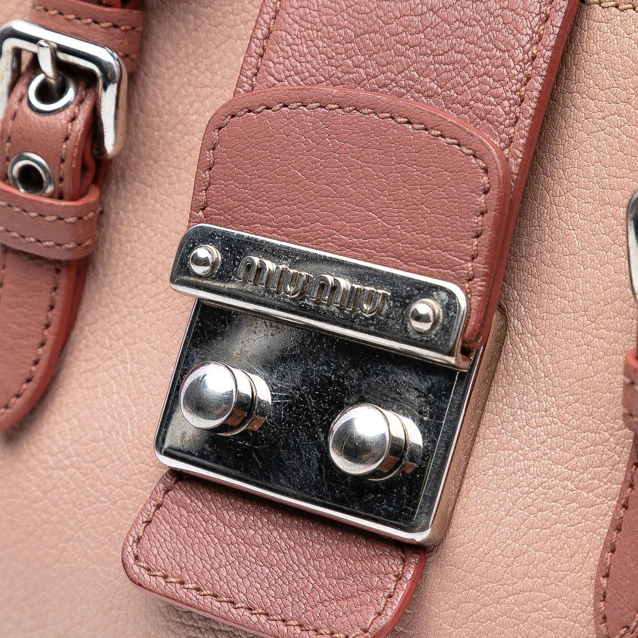 Miu Miu Bicolor Goatskin Madras Satchel Roze