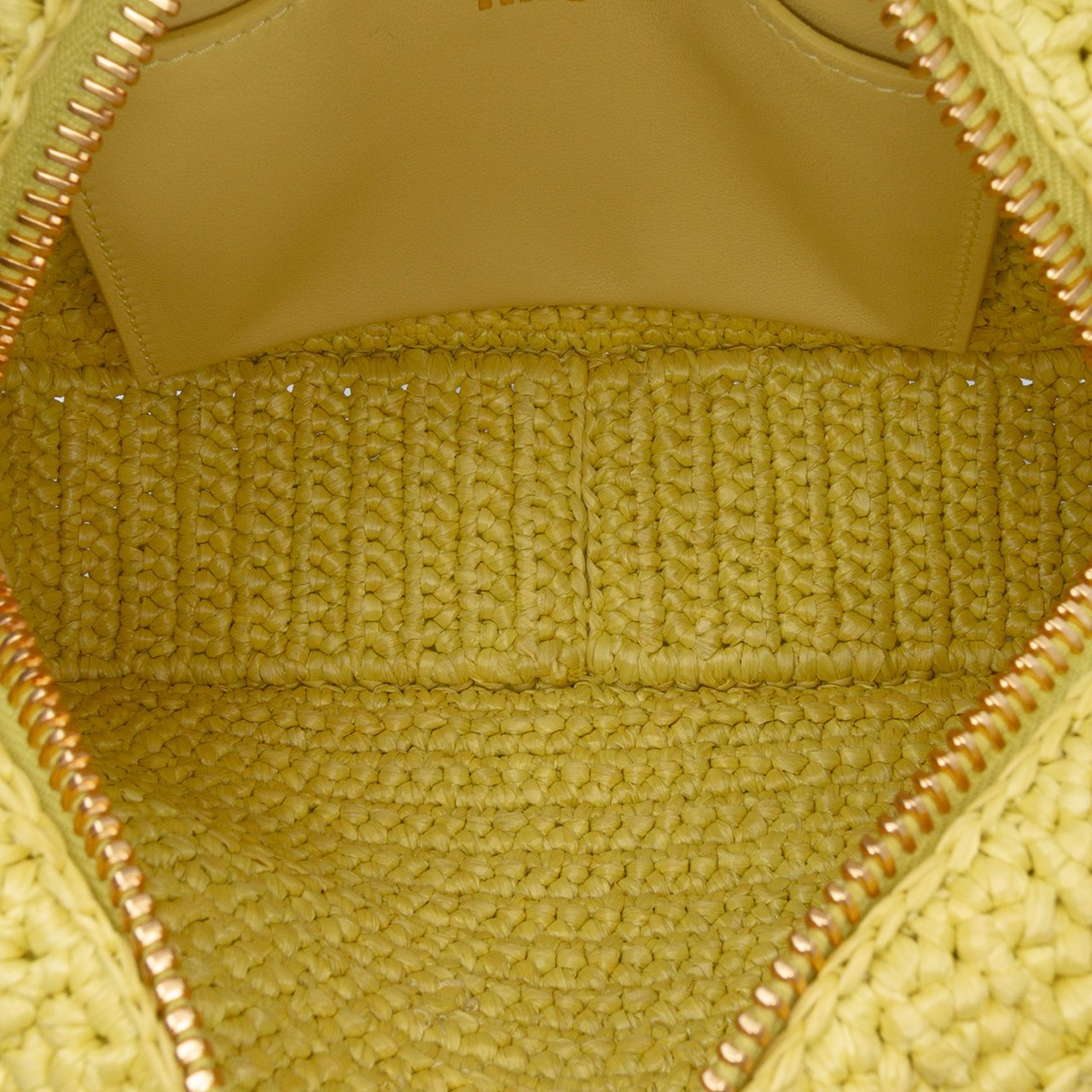 Miu Miu Raffia Crochet Arcadie Top Handle Bag Geel