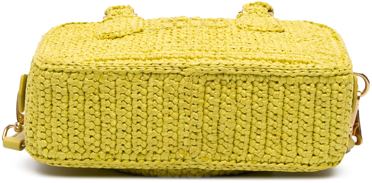 Miu Miu Raffia Crochet Arcadie Top Handle Bag Geel