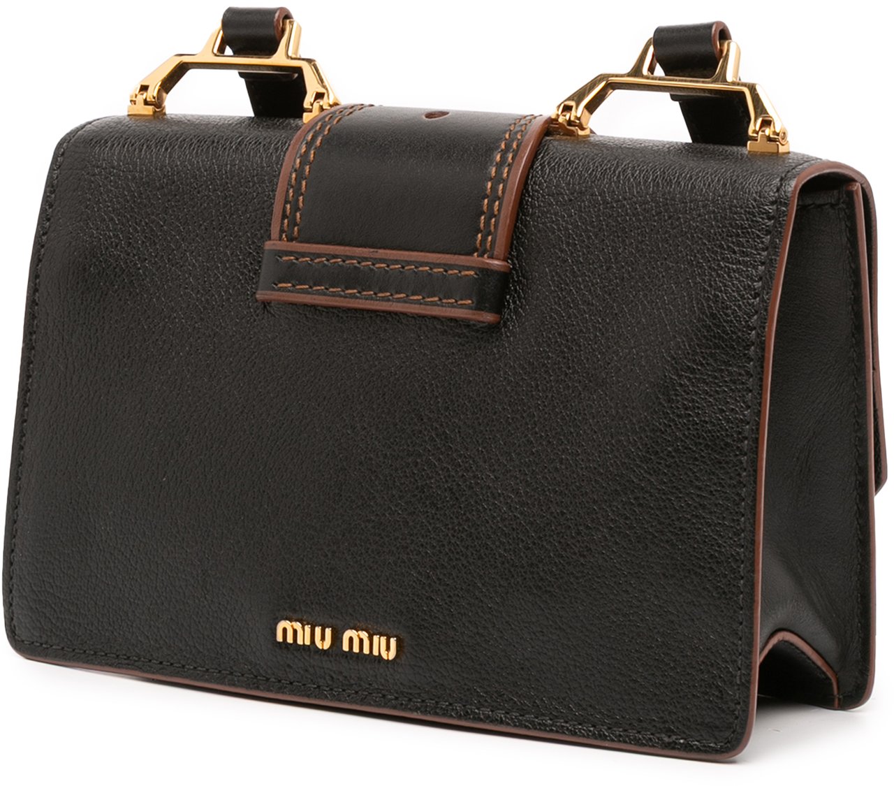 Miu Miu Goatskin Madras Soft Calf Crystal Embellished Crossbody Zwart